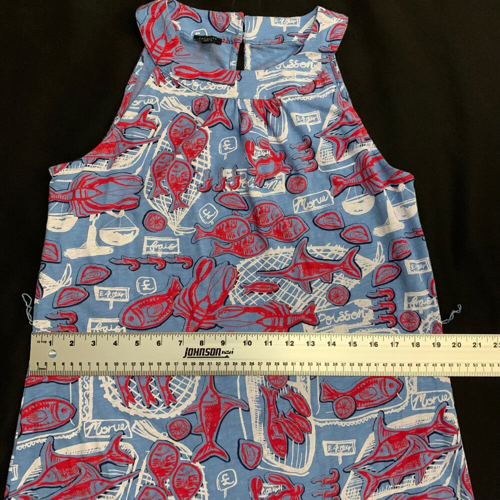 Talbots Womens Nantucket Slub Halter Midi Dress Large FISH MARKET Halter Shift - Picture 9 of 14